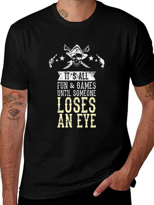 Pirate Skull Fun & Games Graphic T-Shirt