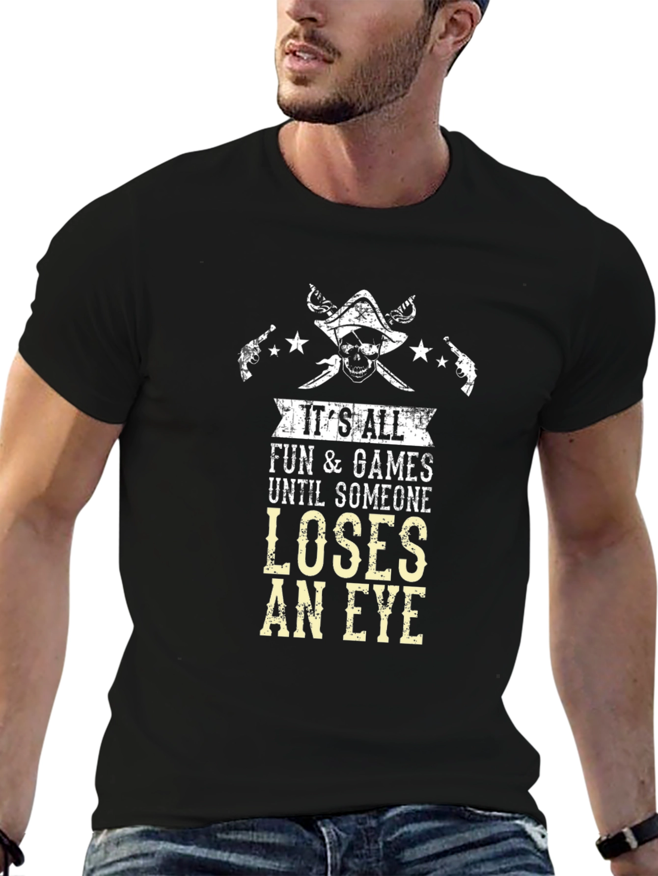 Pirate Skull Fun & Games Graphic T-Shirt