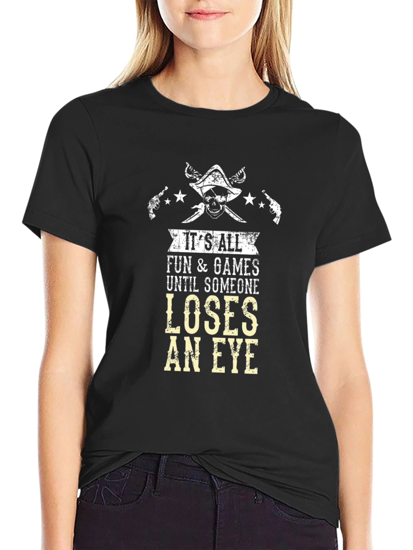 Pirate Skull Fun & Games Graphic T-Shirt