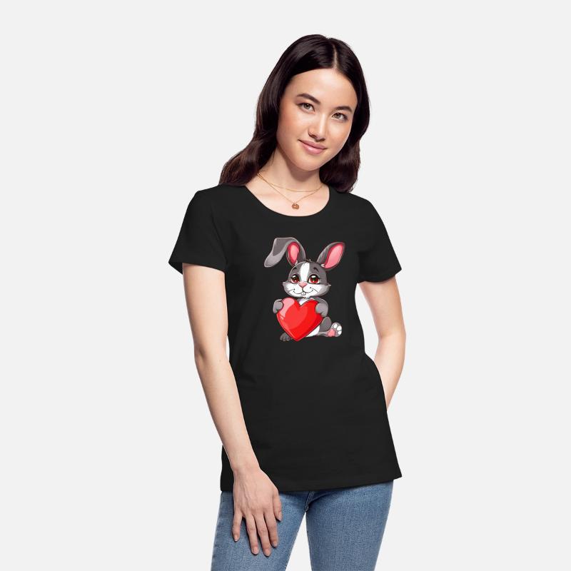 Adorable Bunny Holding Red Heart with Cute