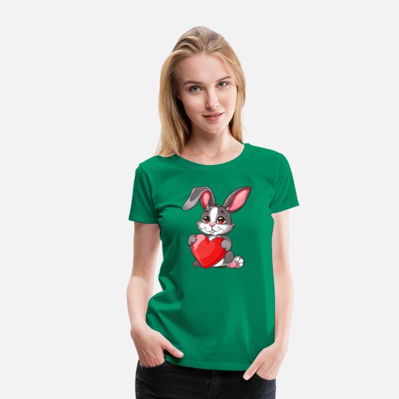 Adorable Bunny Holding Red Heart with Cute