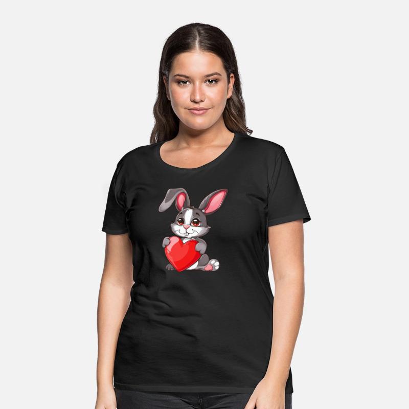 Adorable Bunny Holding Red Heart with Cute