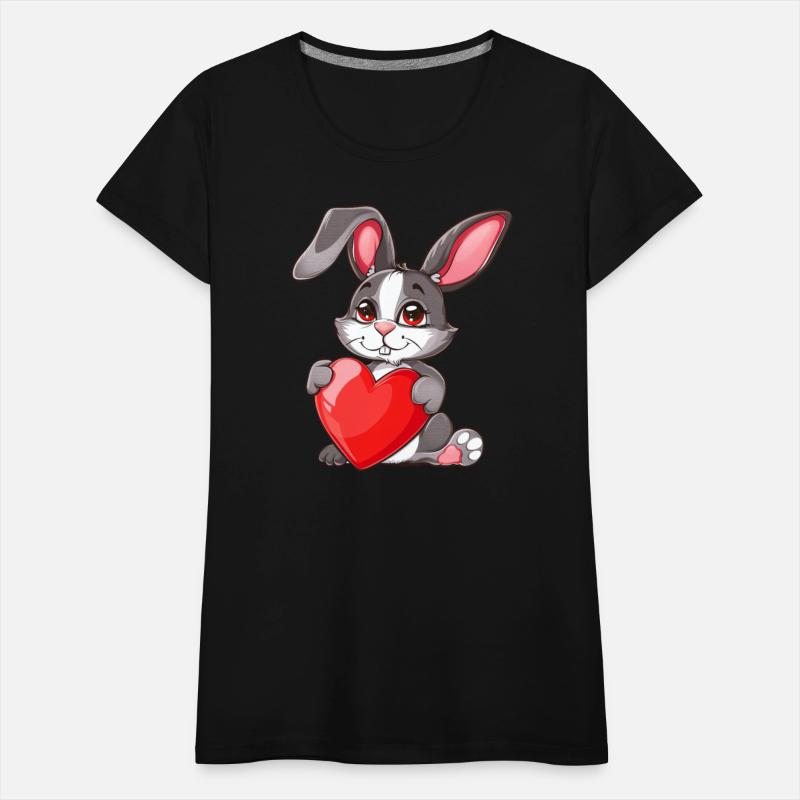 Adorable Bunny Holding Red Heart with Cute