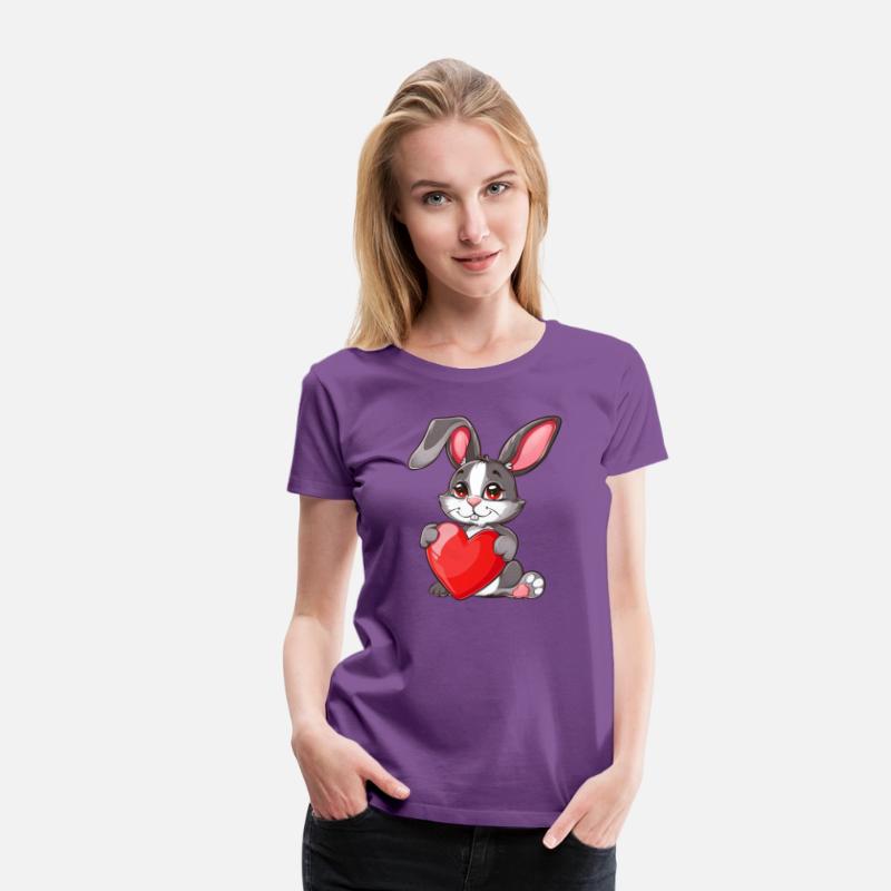 Adorable Bunny Holding Red Heart with Cute