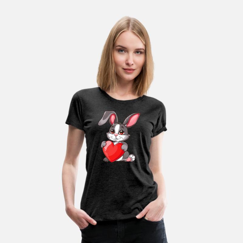 Adorable Bunny Holding Red Heart with Cute