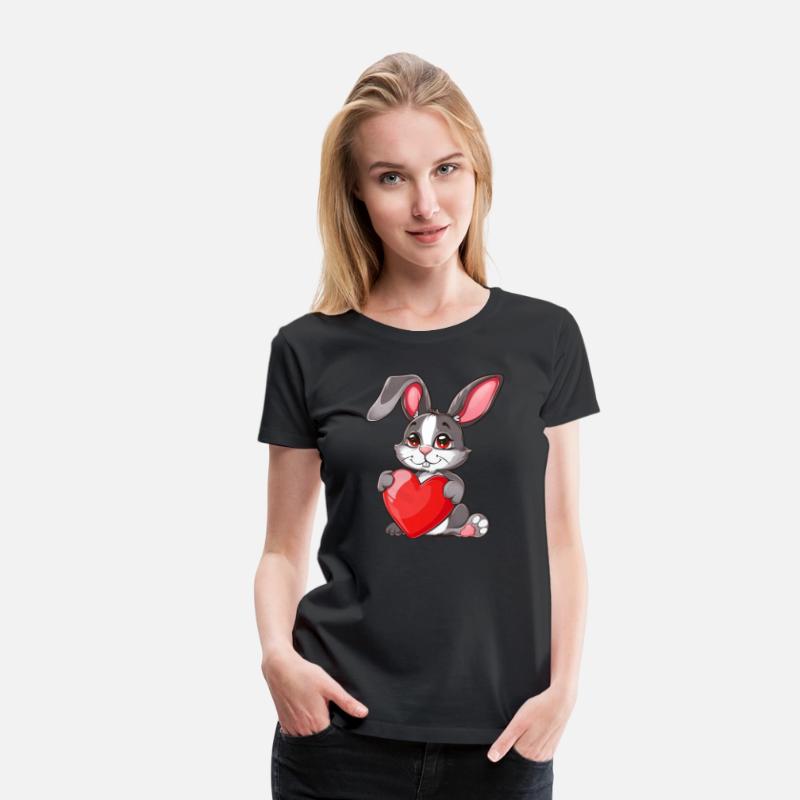 Adorable Bunny Holding Red Heart with Cute