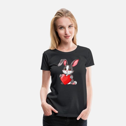 Adorable Bunny Holding Red Heart with Cute
