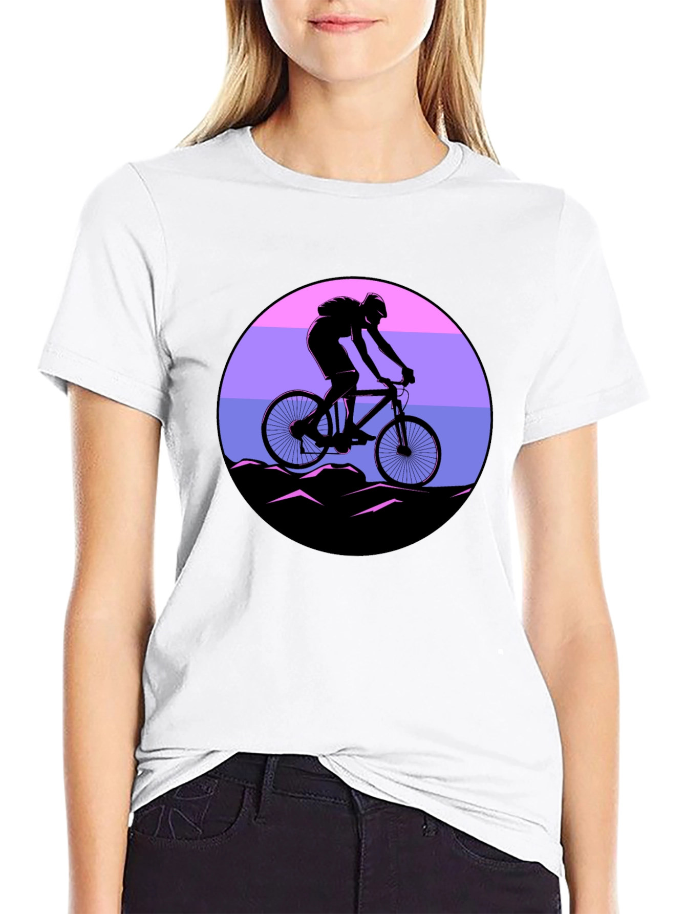 Mountain Biker Sunset Graphic Tee