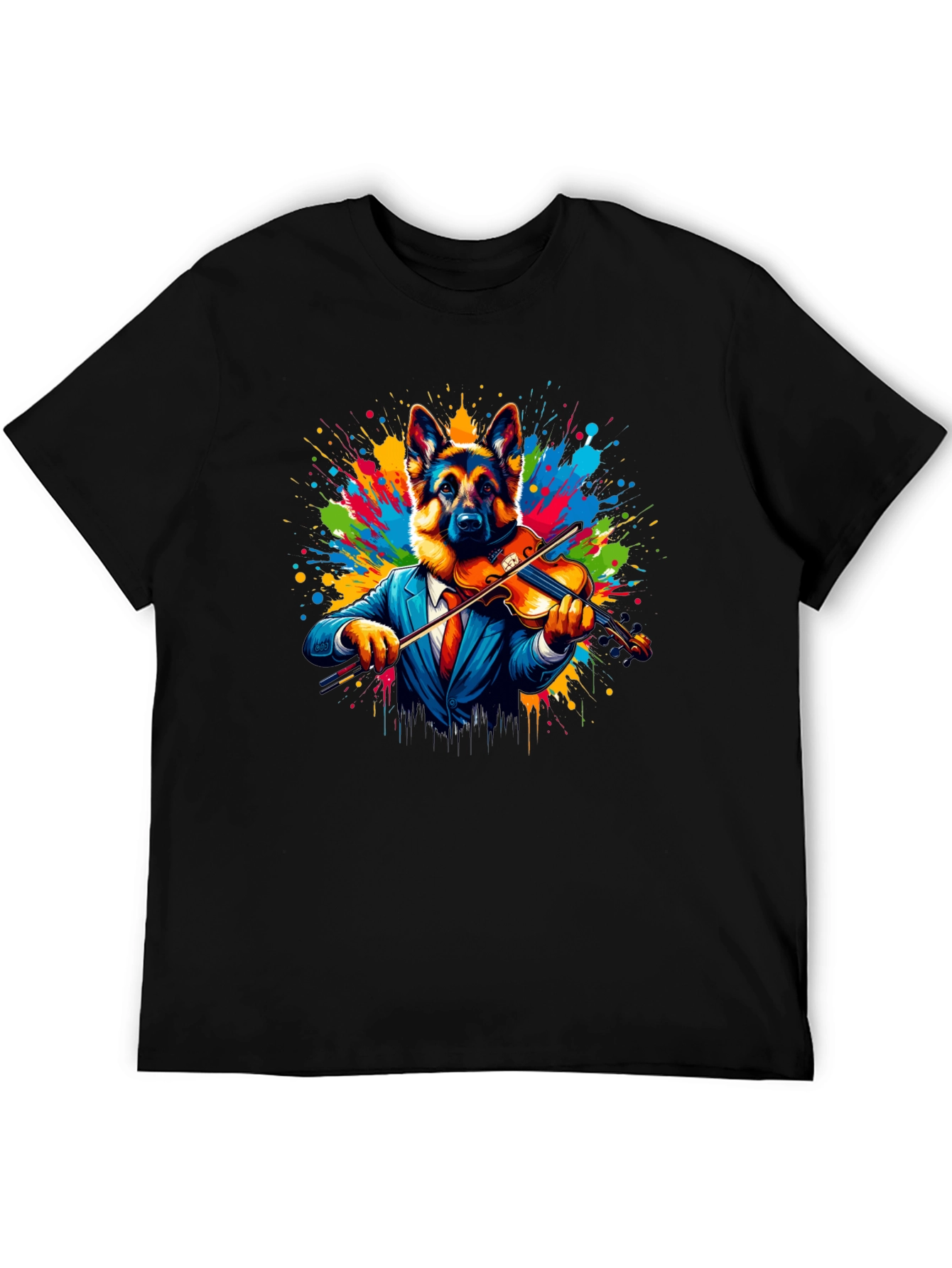 German Shepherd Violinist Graphic Tee