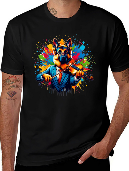 German Shepherd Violinist Graphic Tee