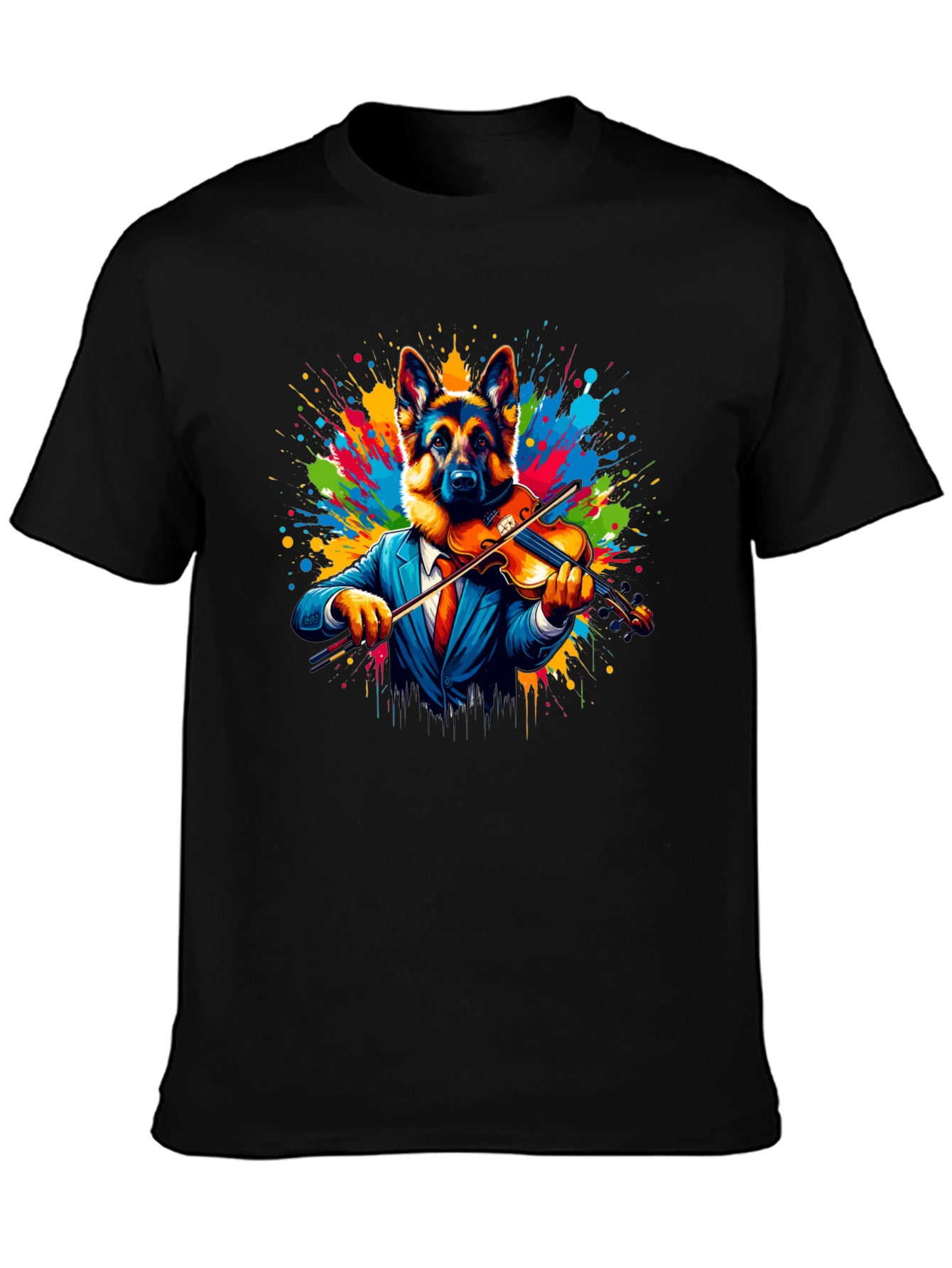 German Shepherd Violinist Graphic Tee