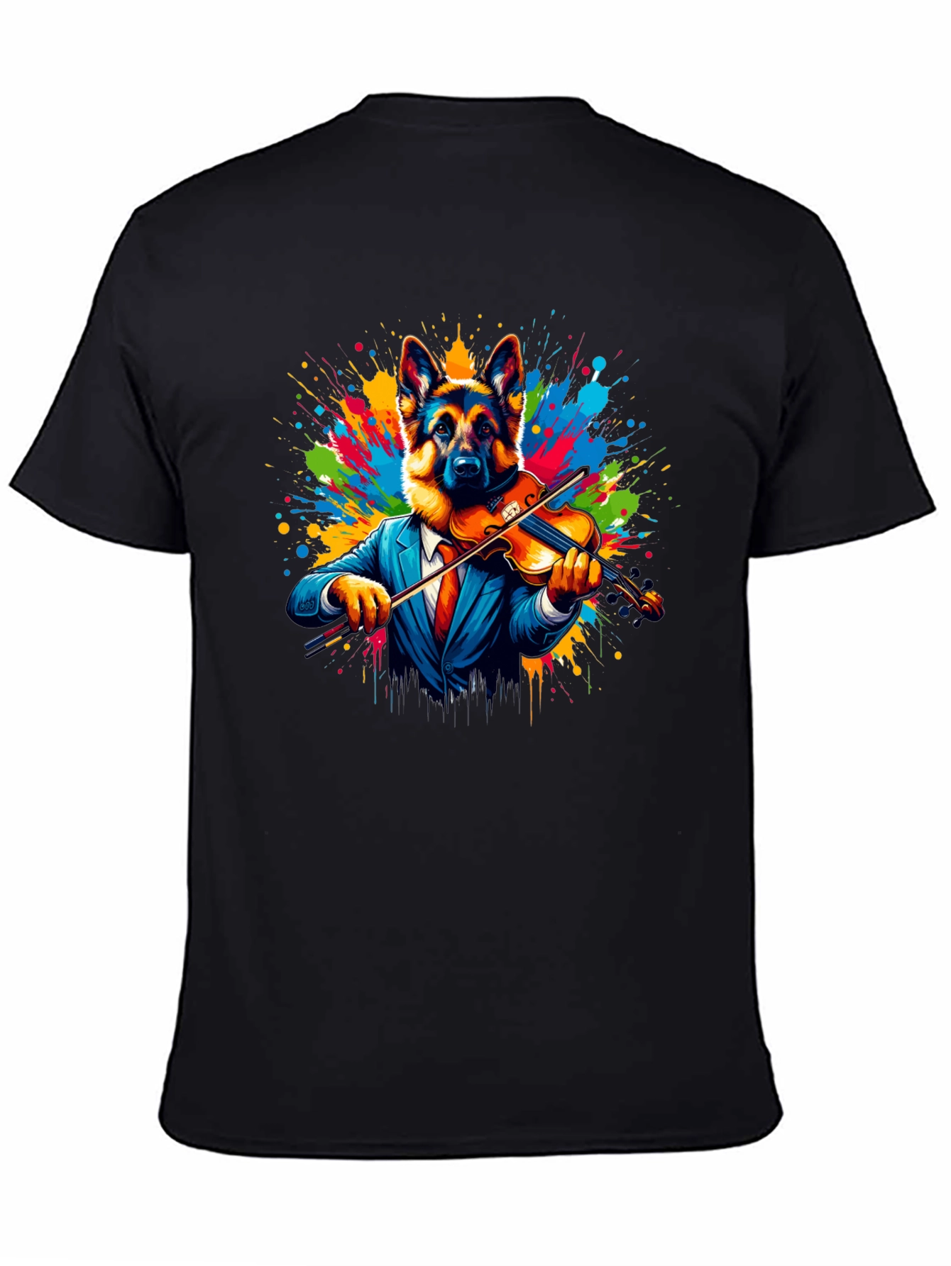 German Shepherd Violinist Graphic Tee