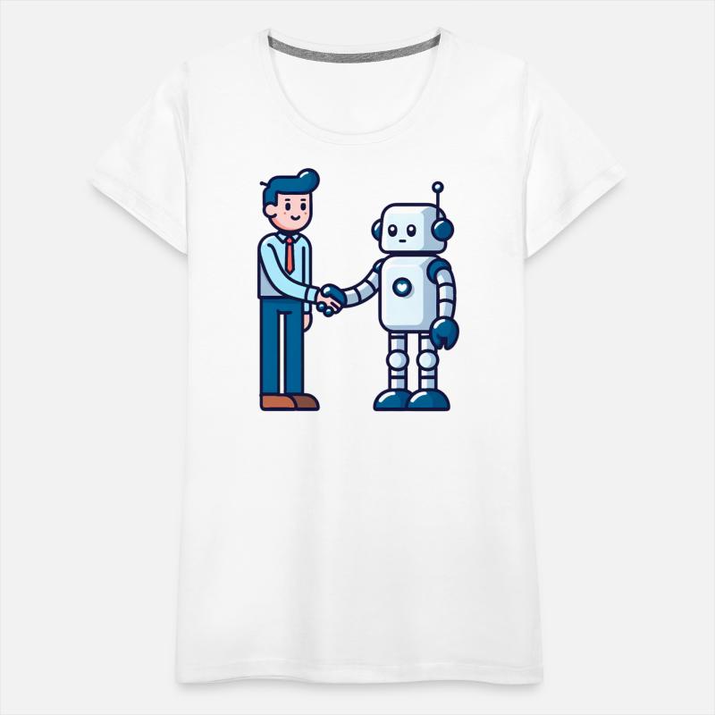 AI Ethics Robot Shaking Hands with Employee