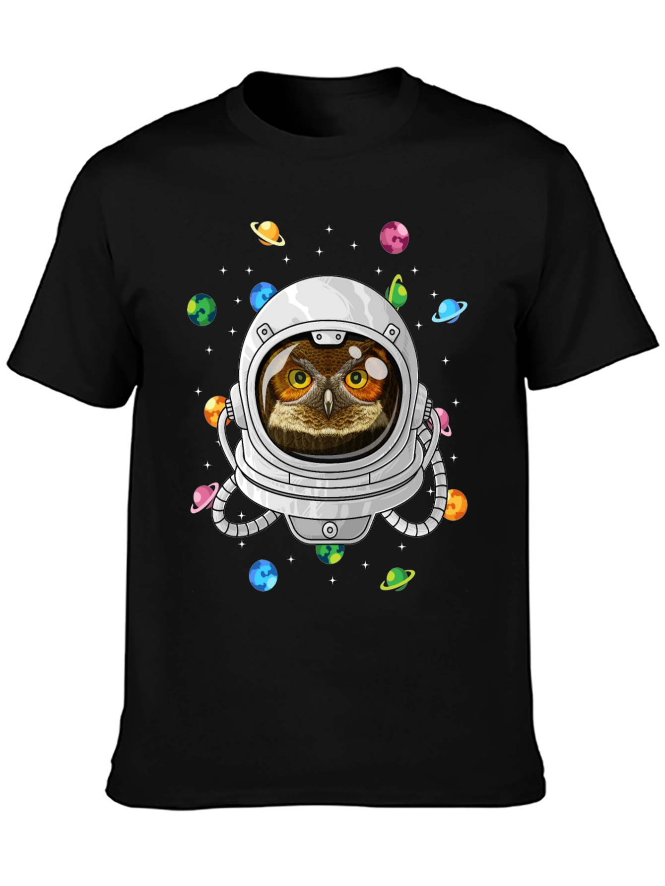 Astronaut Owl Graphic T-Shirt - Space Design