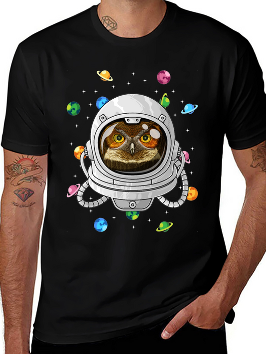 Astronaut Owl Graphic T-Shirt - Space Design