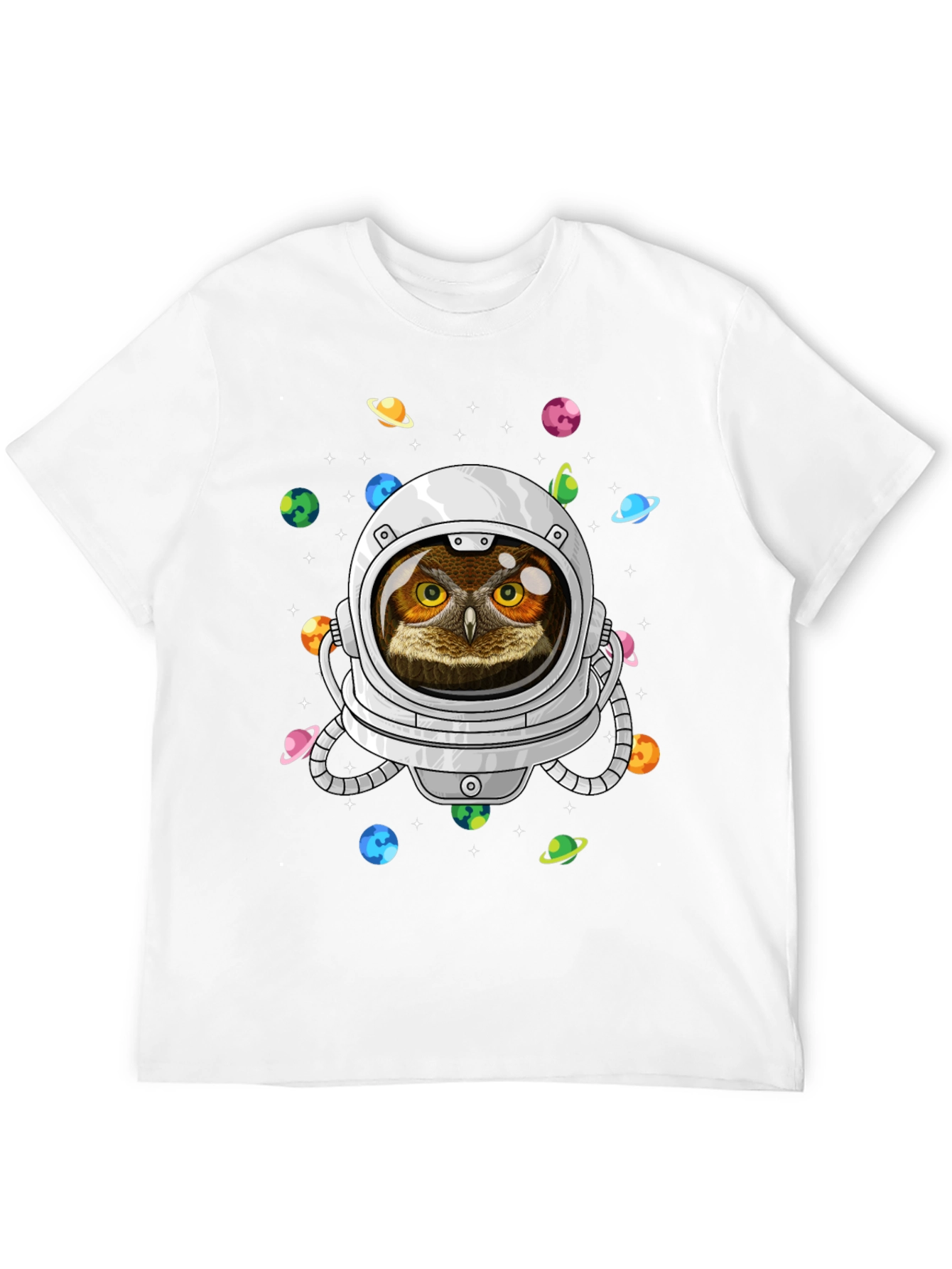 Astronaut Owl Graphic T-Shirt - Space Design