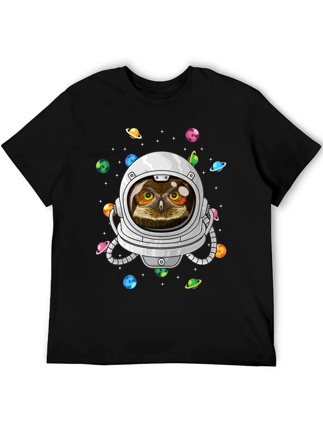 Astronaut Owl Graphic T-Shirt - Space Design