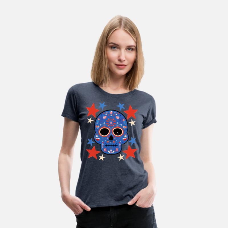 American Patriot Sugar Skull Stars July 4th Flag