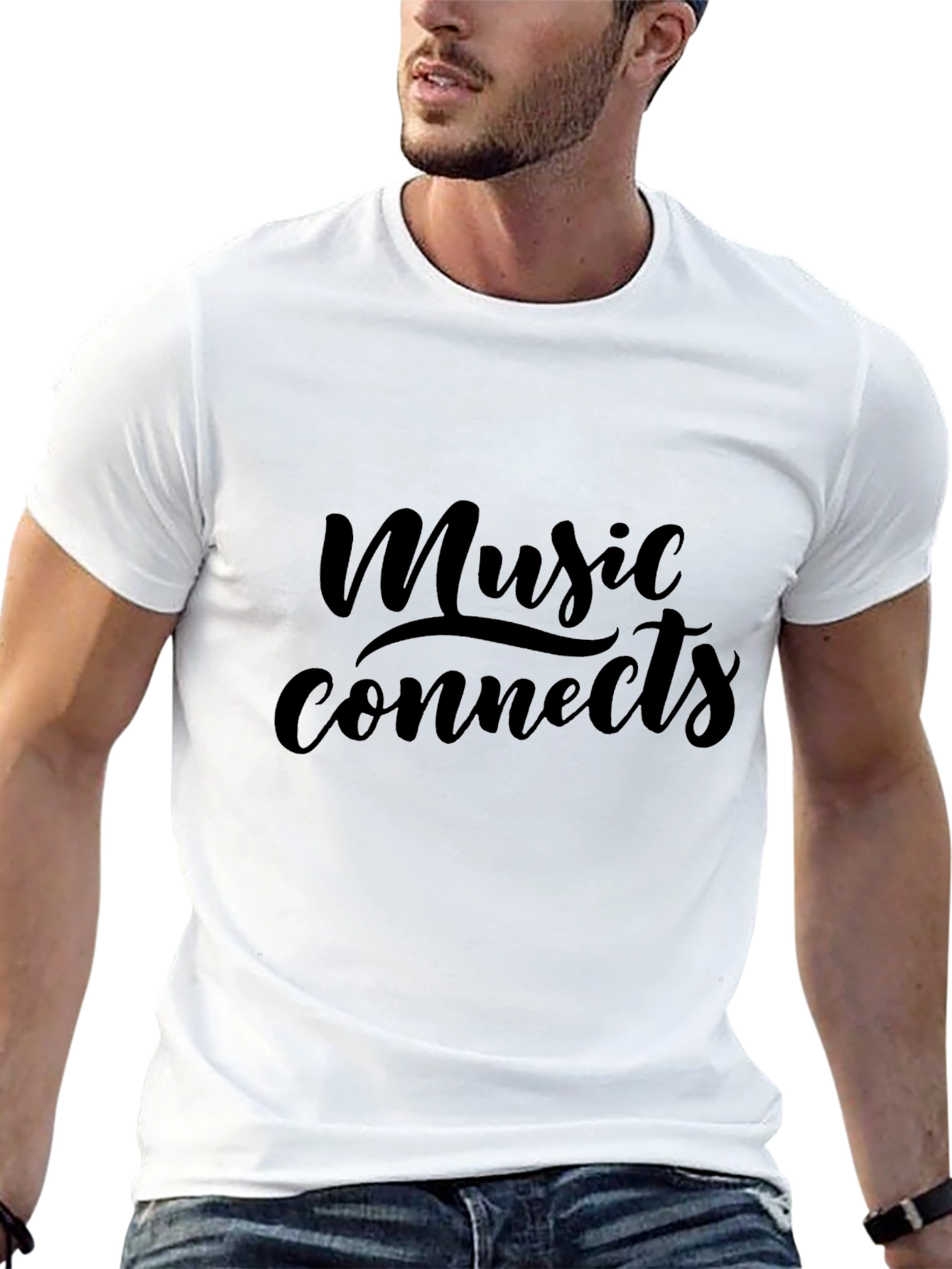 Music Connects Black Graphic Tee - Soft Cotton