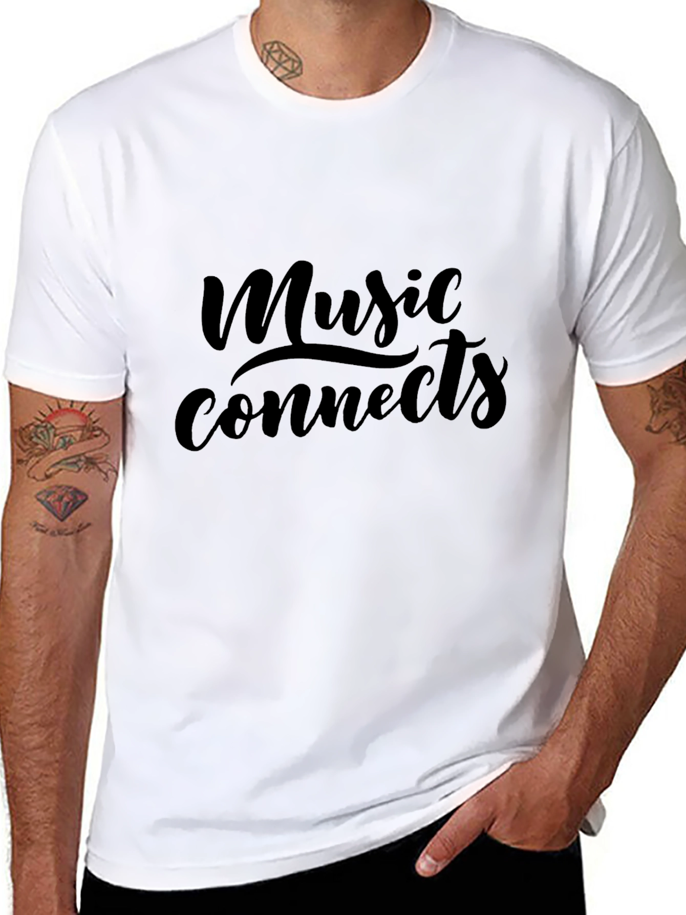 Music Connects Black Graphic Tee - Soft Cotton