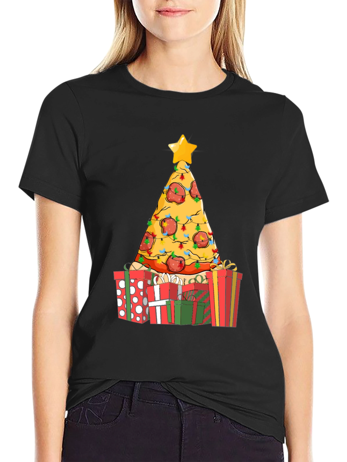 Pizza Christmas Tree Graphic Tee