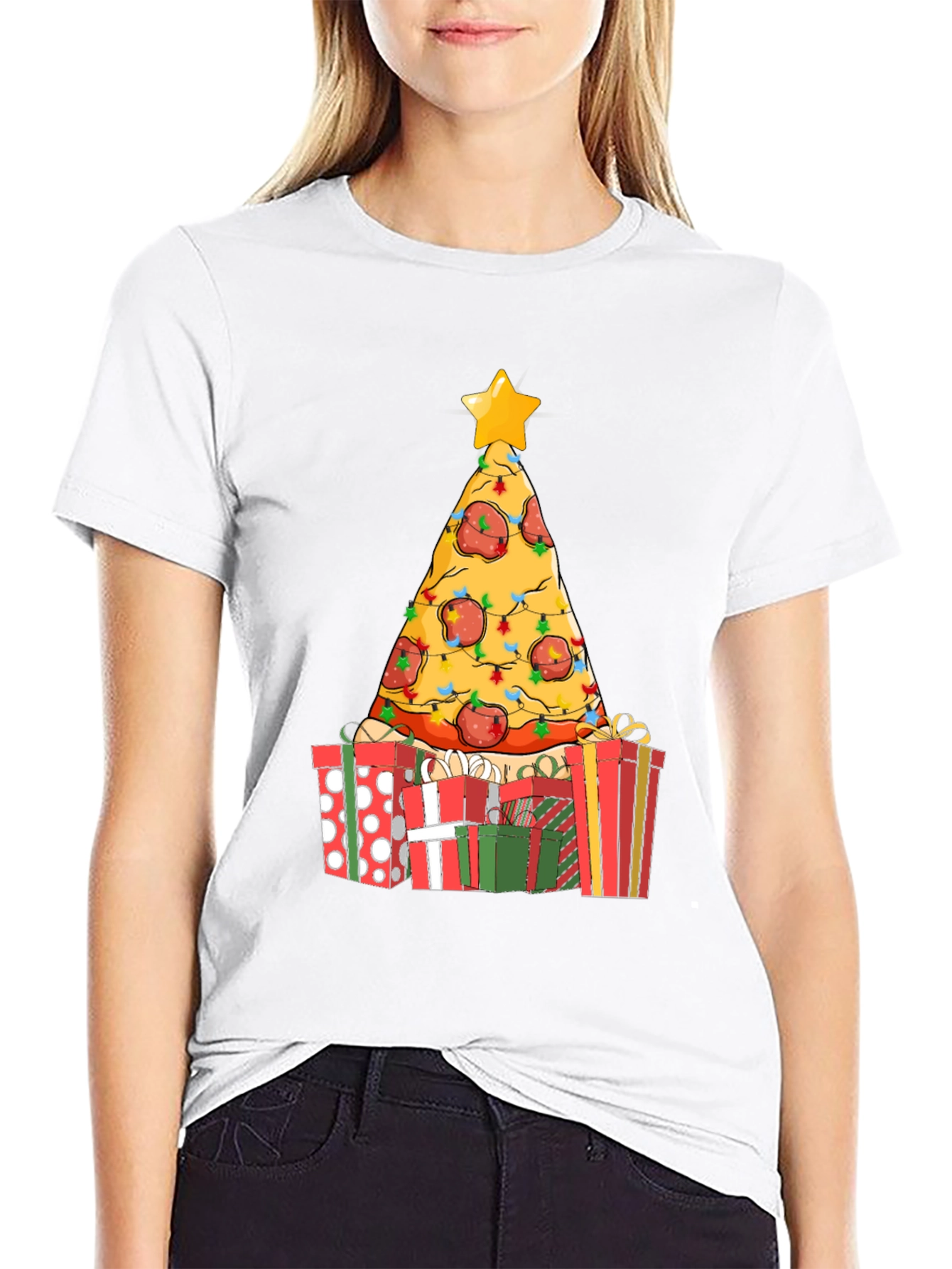 Pizza Christmas Tree Graphic Tee