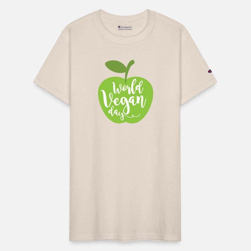 Apple with the inscription world vegan day.