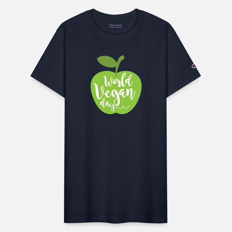 Apple with the inscription world vegan day.