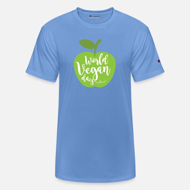 Apple with the inscription world vegan day.