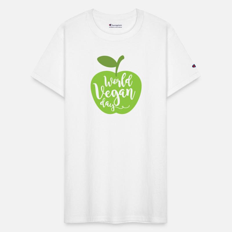 Apple with the inscription world vegan day.