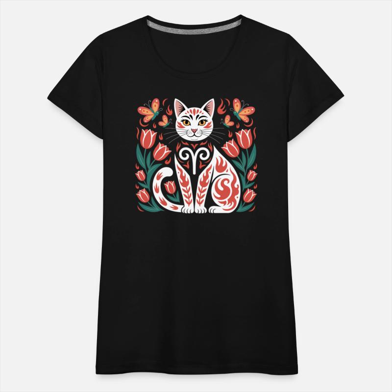 Aries Zodiac Cat Folk Style