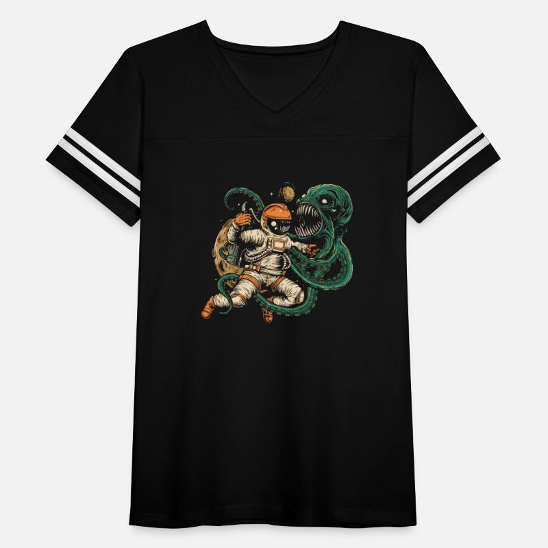 "Astronaut Fights Octopus" Sci-Fi Battle T-Shirt