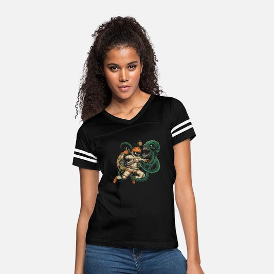 "Astronaut Fights Octopus" Sci-Fi Battle T-Shirt