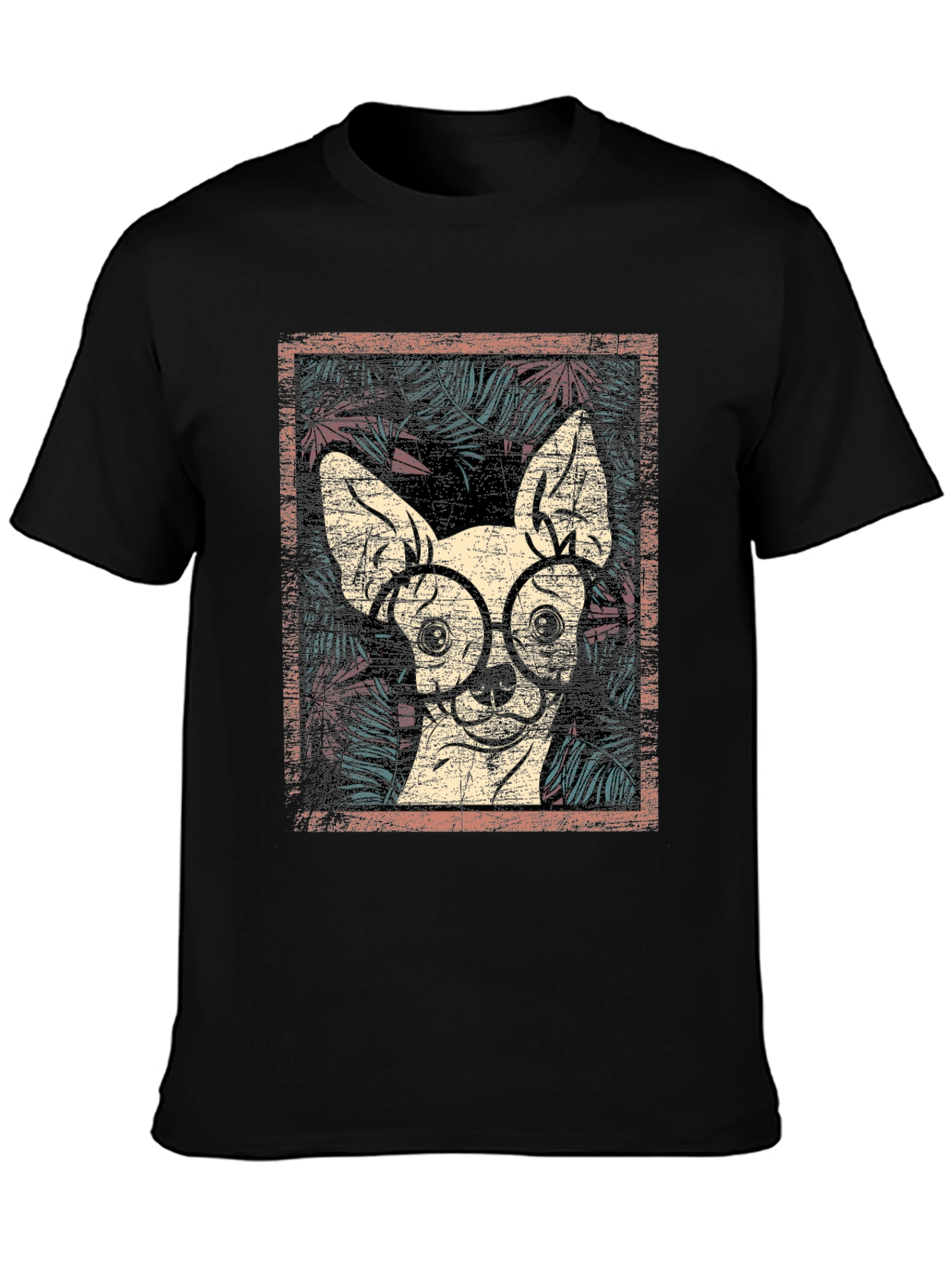 Dog with Glasses Graphic Print Tee