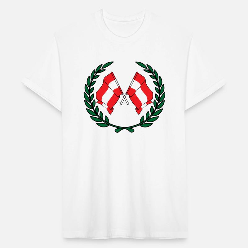 Austria flags in laurel wreath