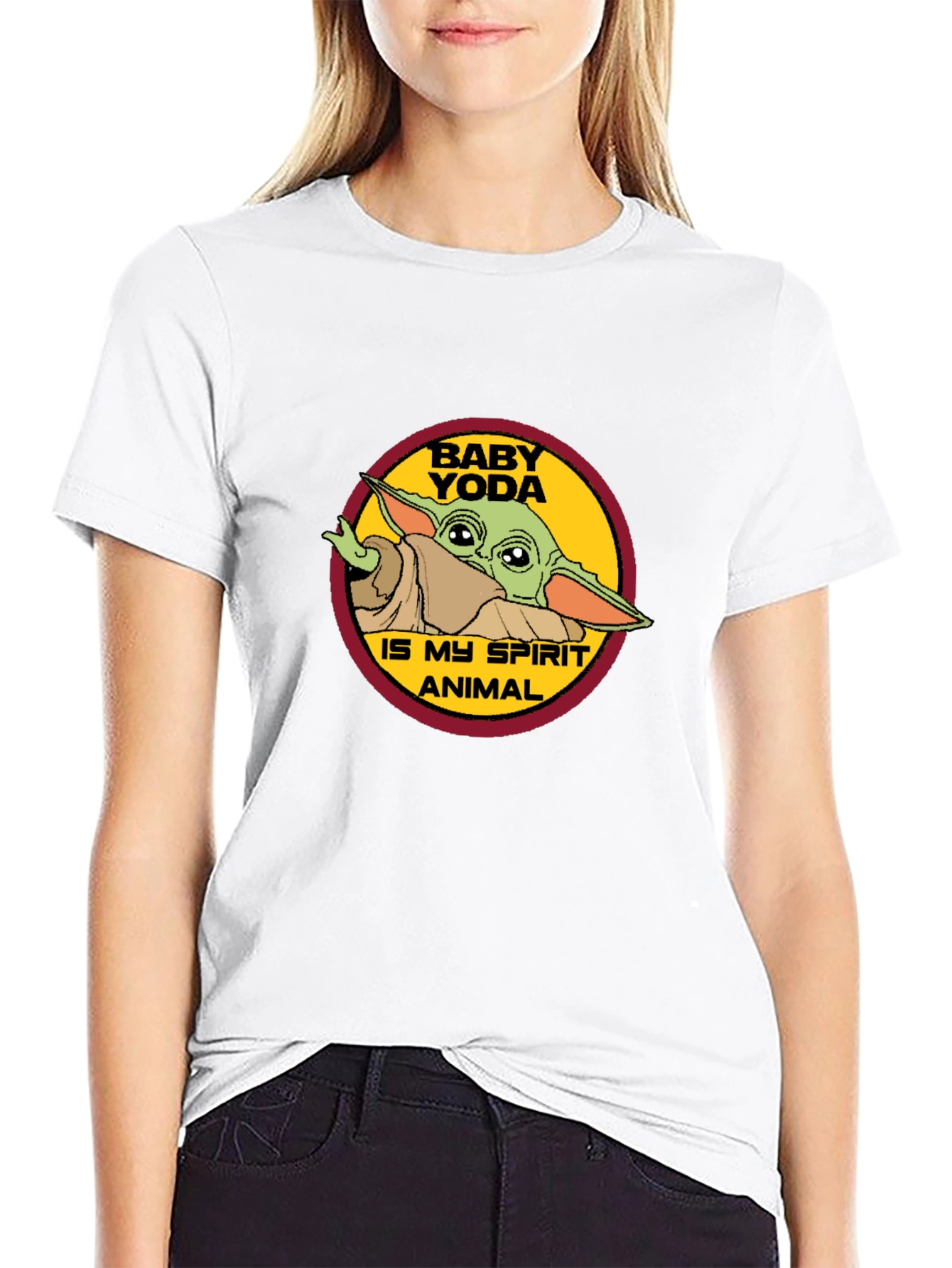 Baby Yoda Spirit Animal Black T-Shirt