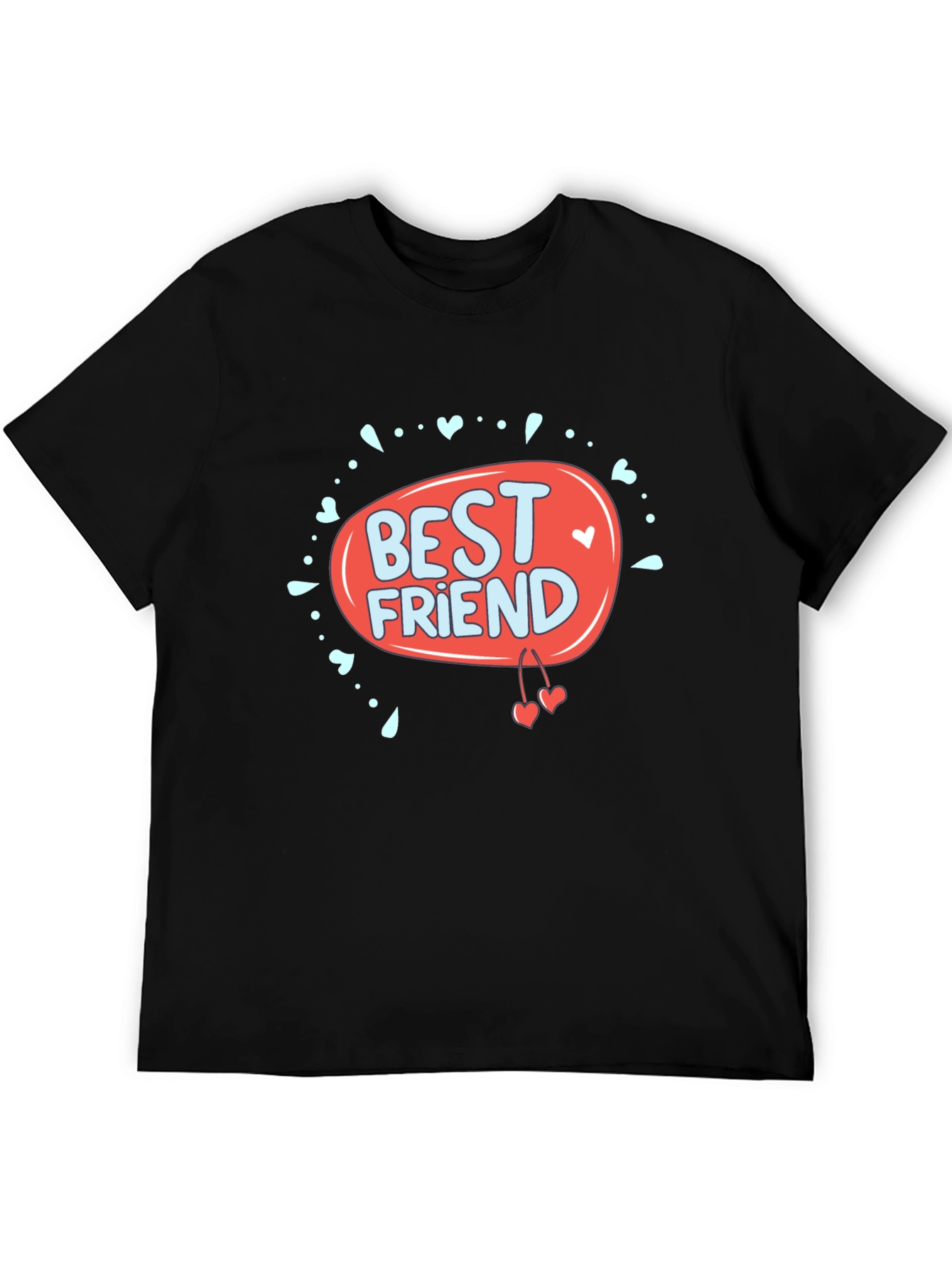 Best Friend Graphic Print Black T-Shirt