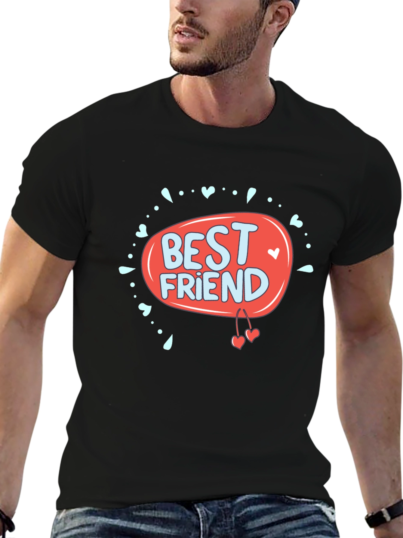 Best Friend Graphic Print Black T-Shirt