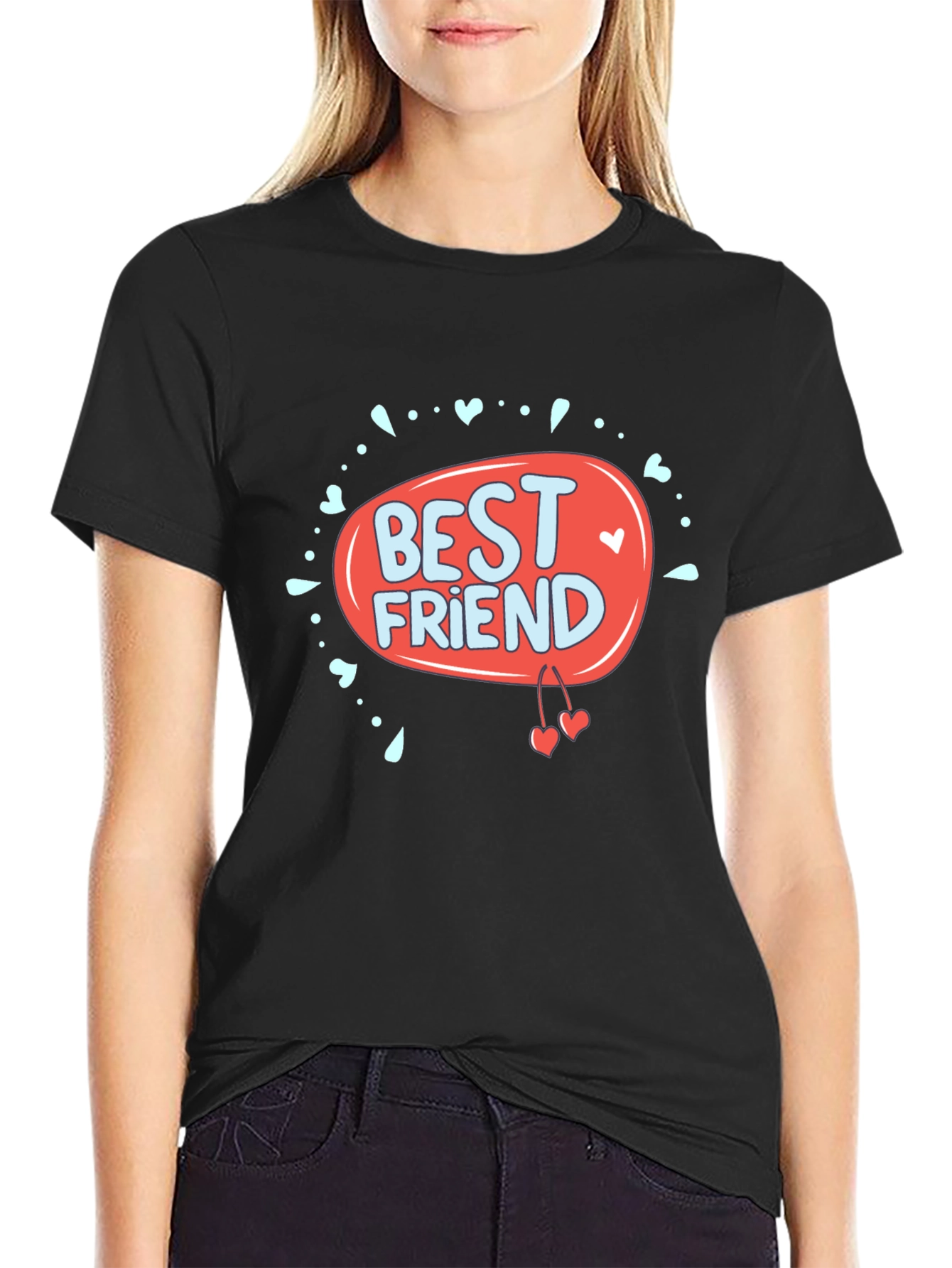Best Friend Graphic Print Black T-Shirt