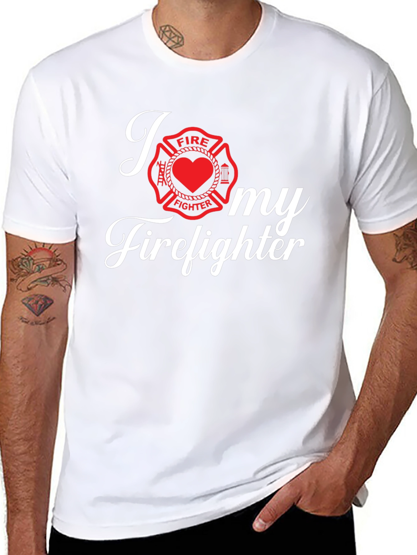 I Love My Firefighter Graphic T-Shirt
