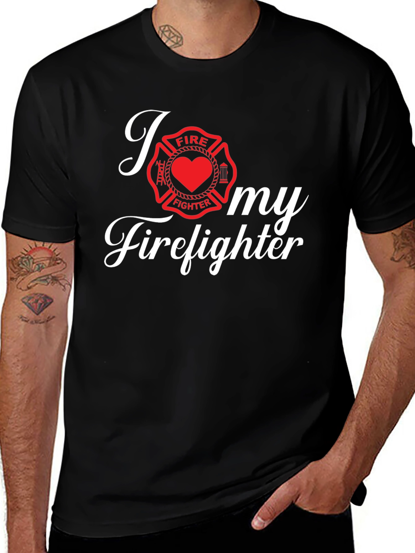 I Love My Firefighter Graphic T-Shirt