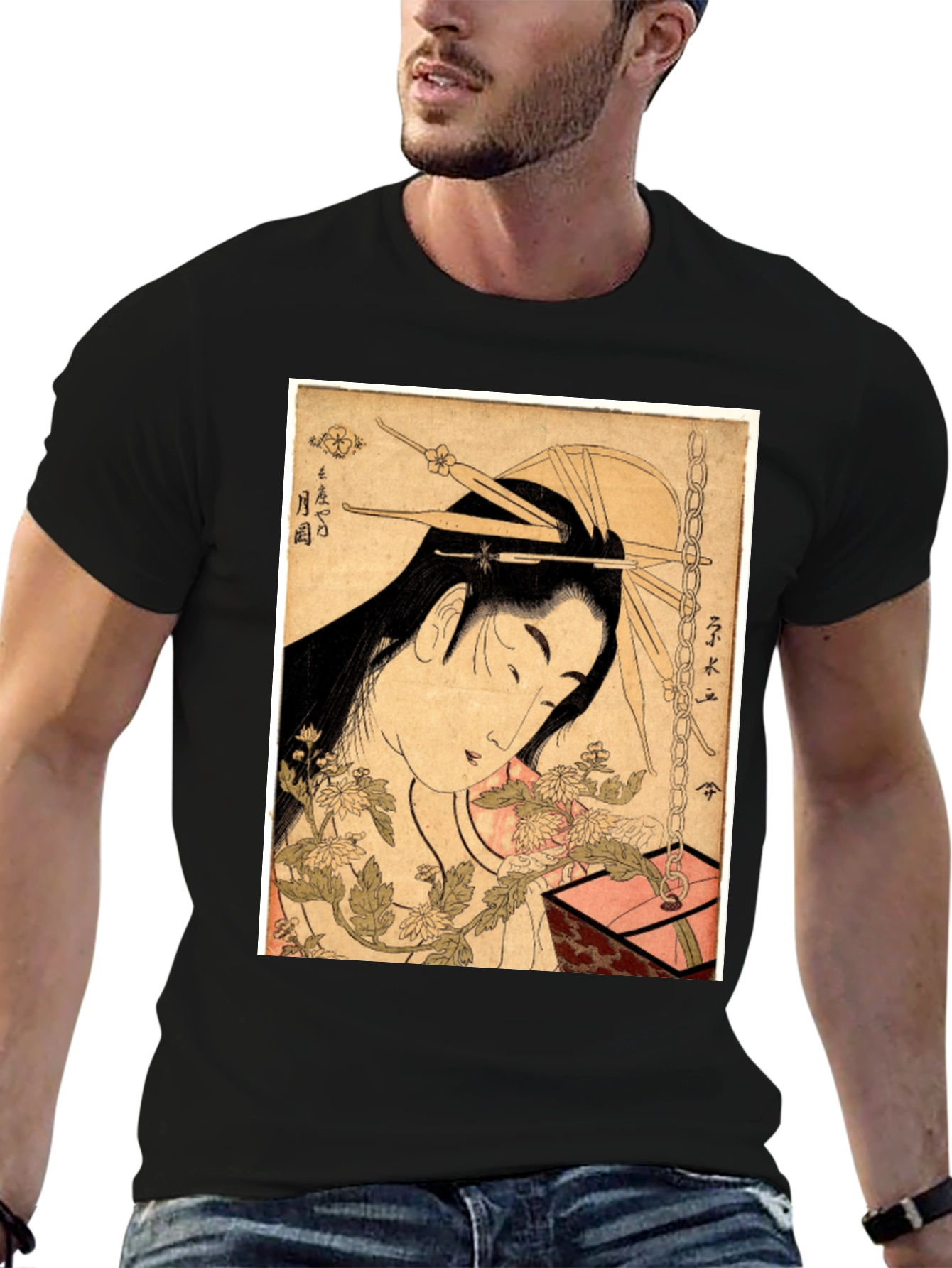Ukiyo-e Art Black T-Shirt