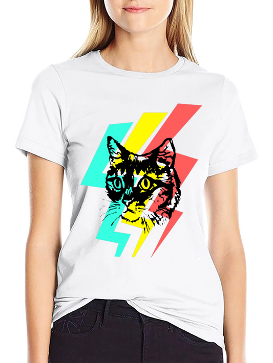 Cool Cat Lightning Bolt Graphic Tee - Black