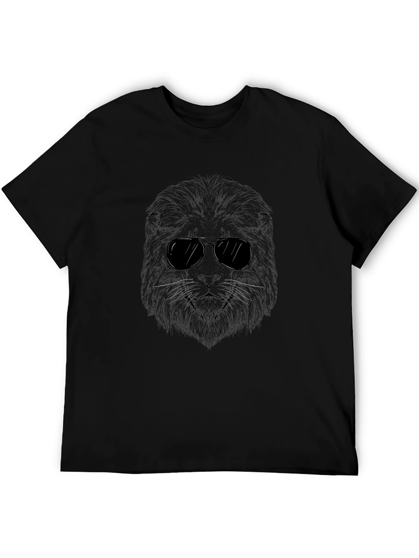 Cool Lion Graphic Tee - Black Crew Neck