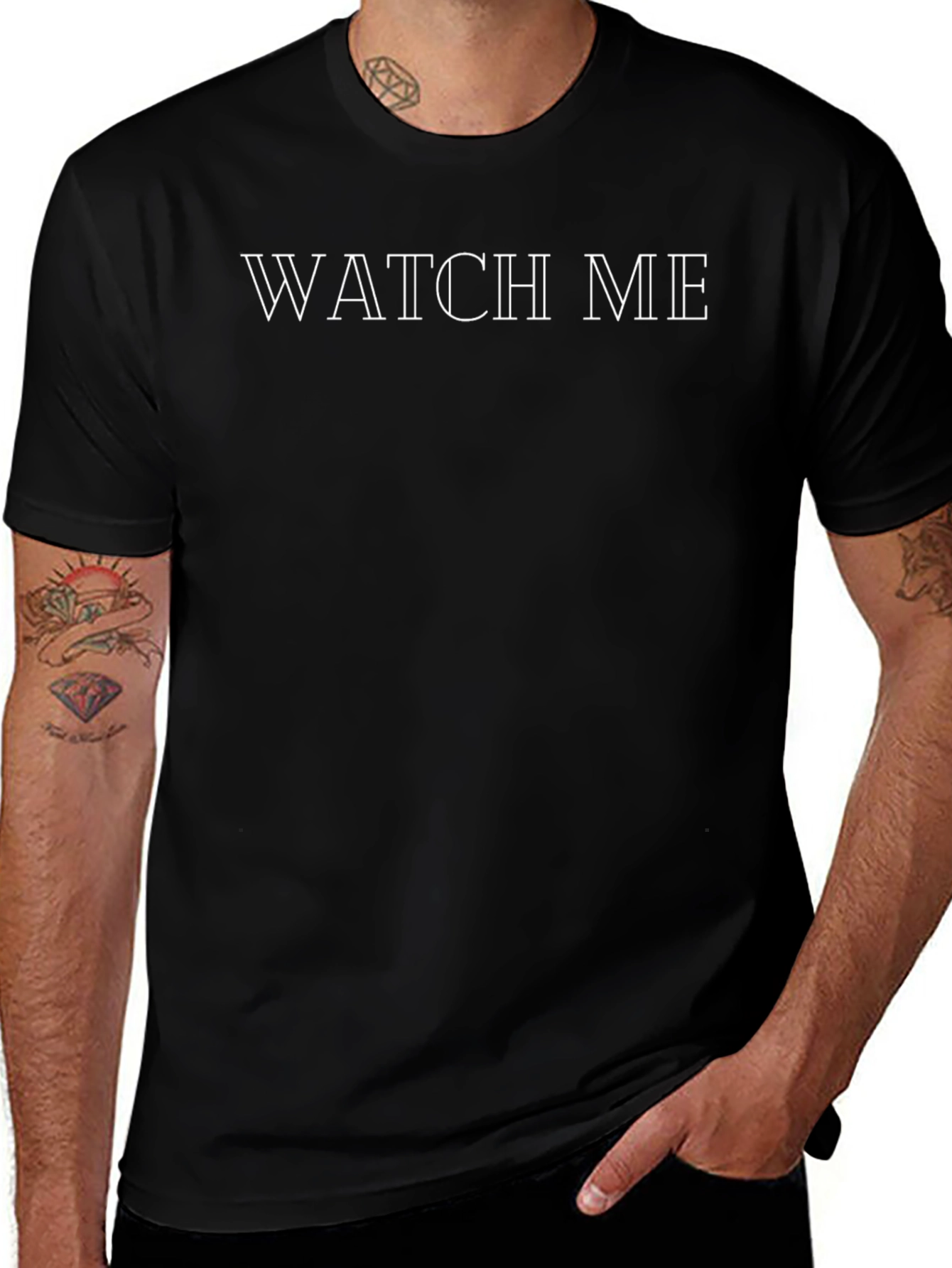 Watch Me Graphic Tee - Trendy Black Cotton T-Shirt