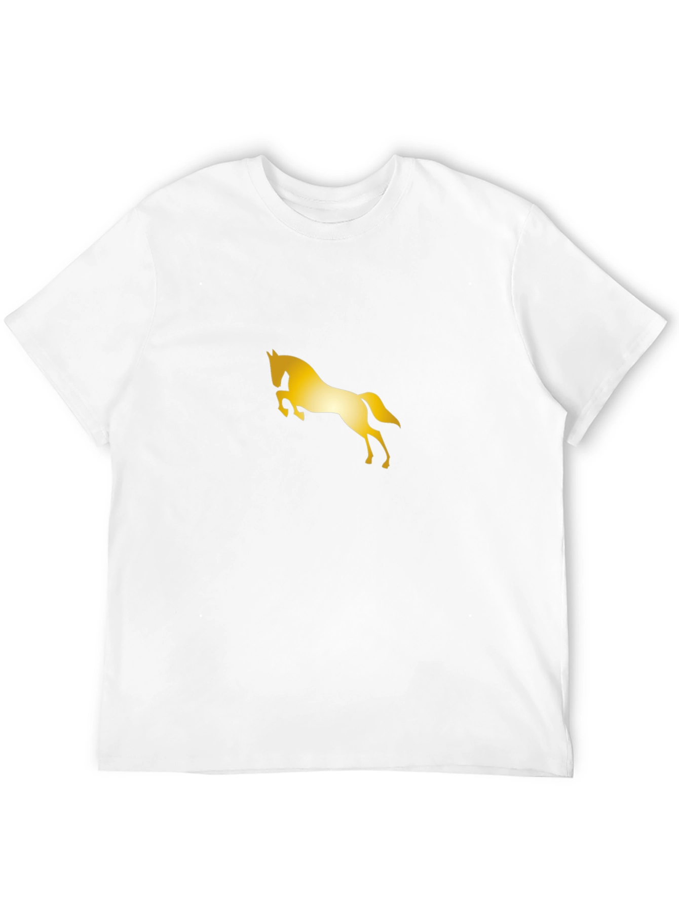 Stylish Black Tee with Golden Horse Design