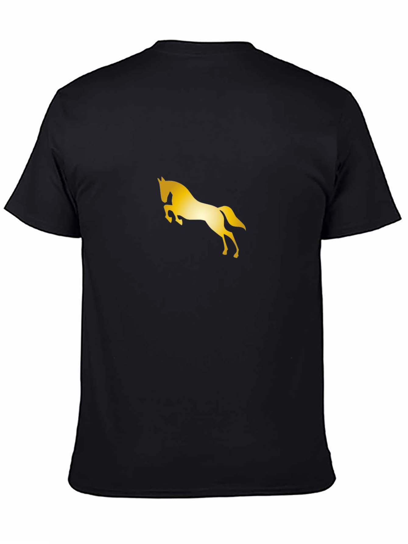 Stylish Black Tee with Golden Horse Design