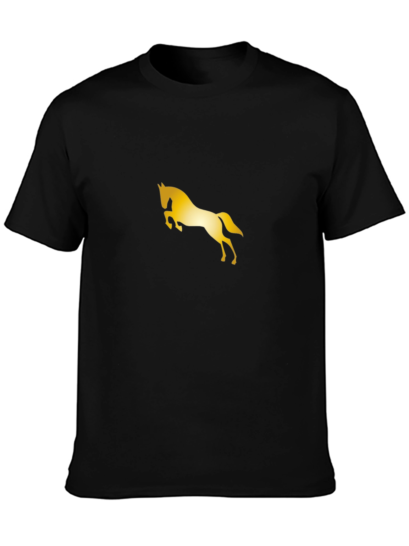 Stylish Black Tee with Golden Horse Design