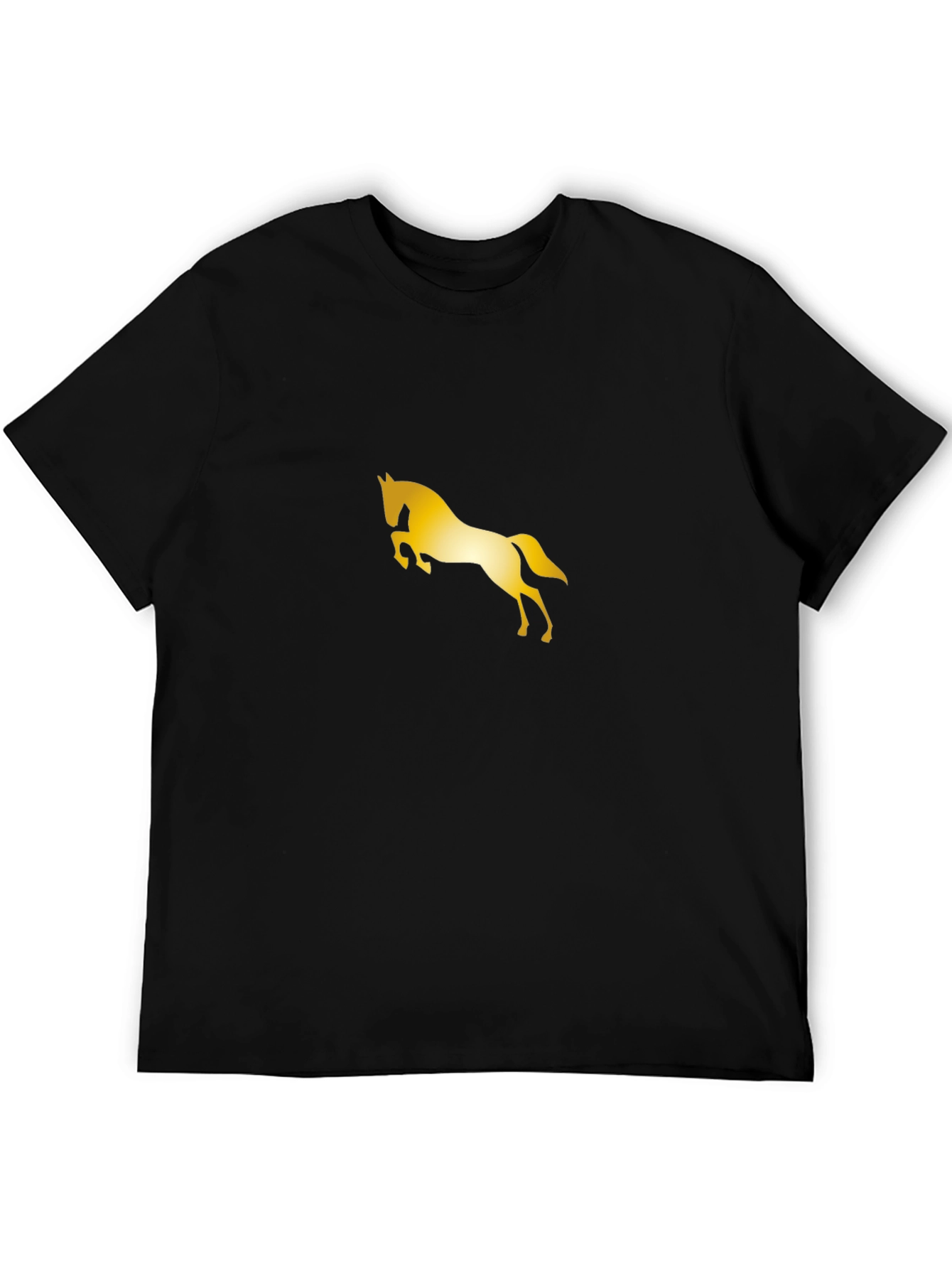 Stylish Black Tee with Golden Horse Design