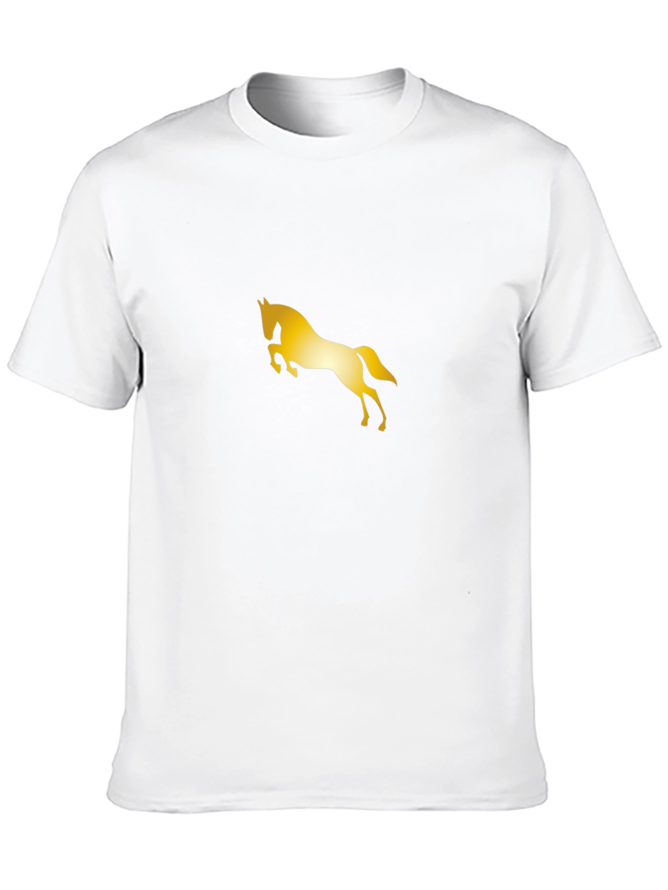 Stylish Black Tee with Golden Horse Design